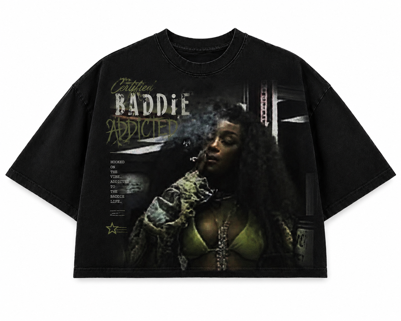 Baddie addicted graphic boxy tee